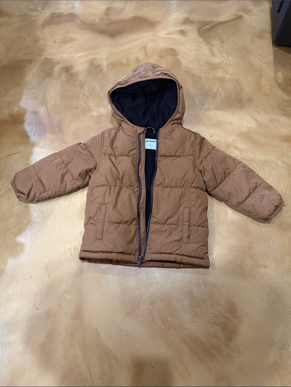 Old Navy Tan Hooded Puffer Jacket